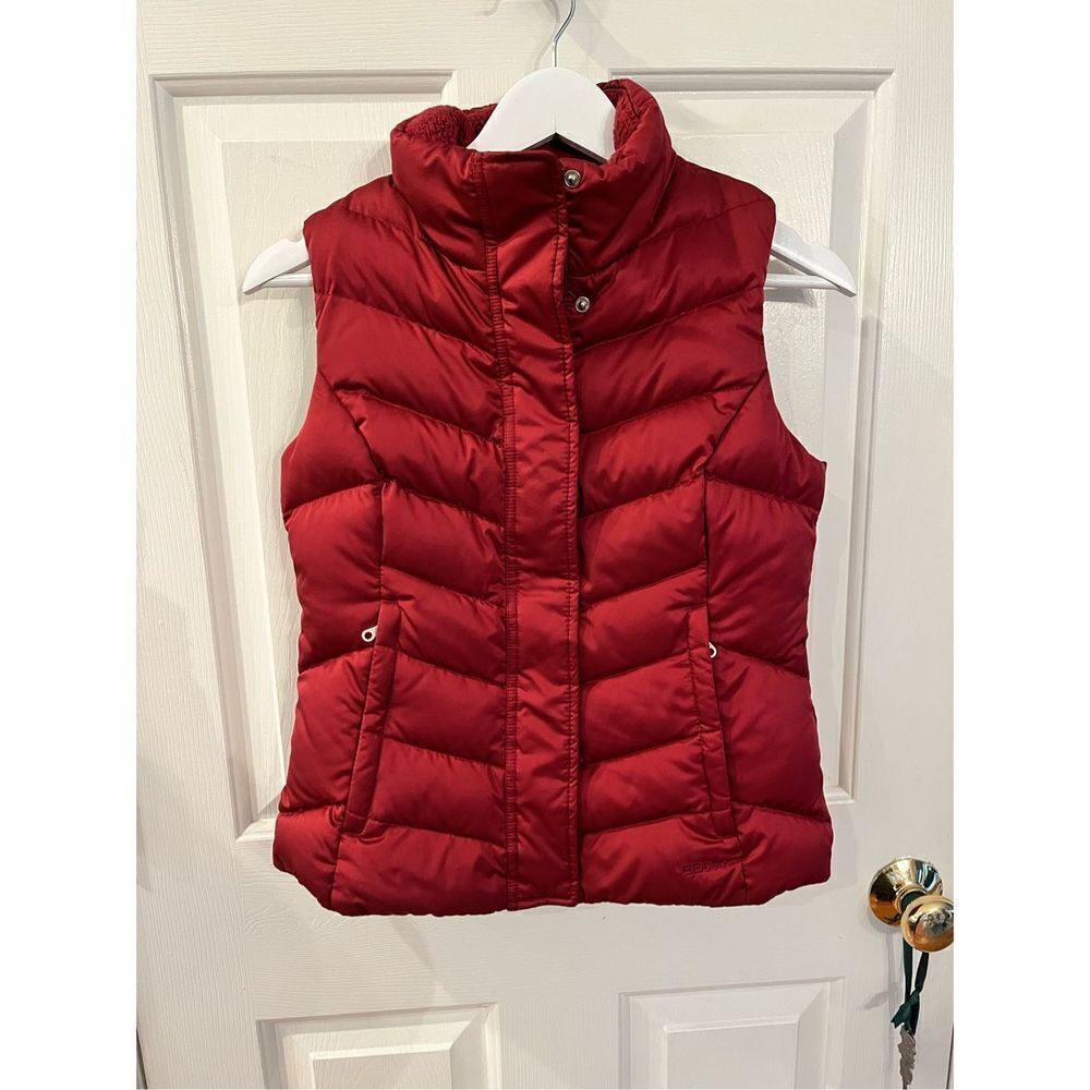 Eddie Bauer EB550 Burgundy Goose Down Puffer Vest sz PXS EUC